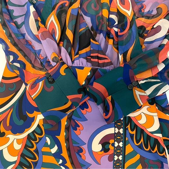 ZARA Pucci Mini Dress Sheer Long Sleeve Top Skirt Slit Multicolor, Women’s Small - Picture 11 of 17